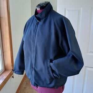 Eddie Bauer Goose Down Gold Label Bomber Jacket Mens Large Vintage 80s navy blue